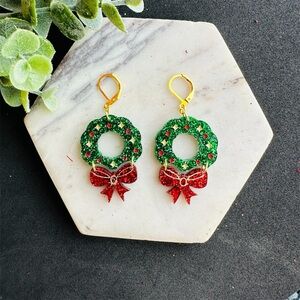 Christmas Wreath Earrings Festive Hol jewelry